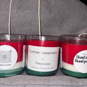 Festive Red and White Candle Accents